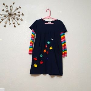 67Y  Girls blue dress with Rainbows & butterflies